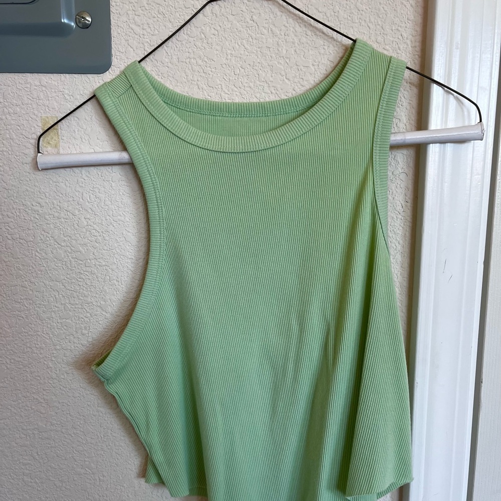 Mint Green Sleeveless Ribbed Top